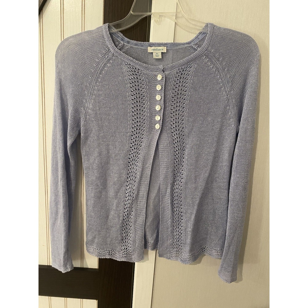 Sundance Womens Lilac Linen Viscose Long Sleeve Cardigan Sweater XS SJ219